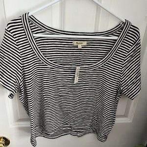 Madewell, scoop neck, cropped t-shirt with stripes, size XL